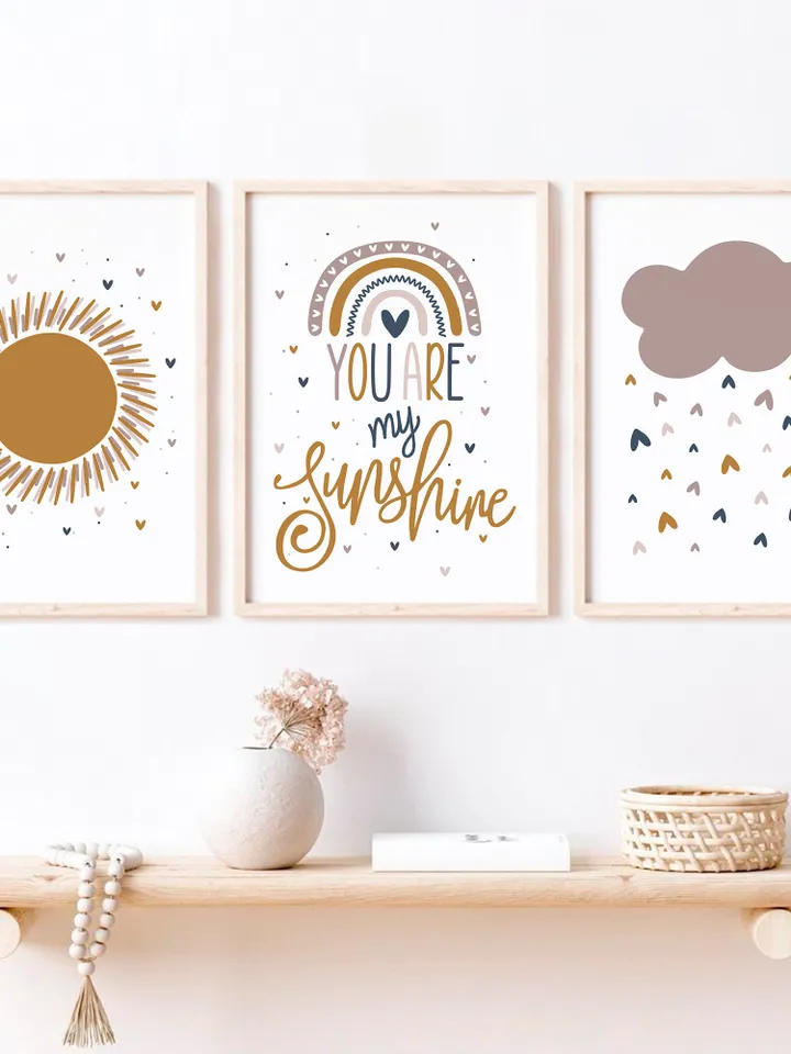 You Are My Sunshine Wall Art Prints Printable Boho Nursery Decor Downloadable Prints Set Of 3 Baby Shower Gift Modern Art Prints Bedroom