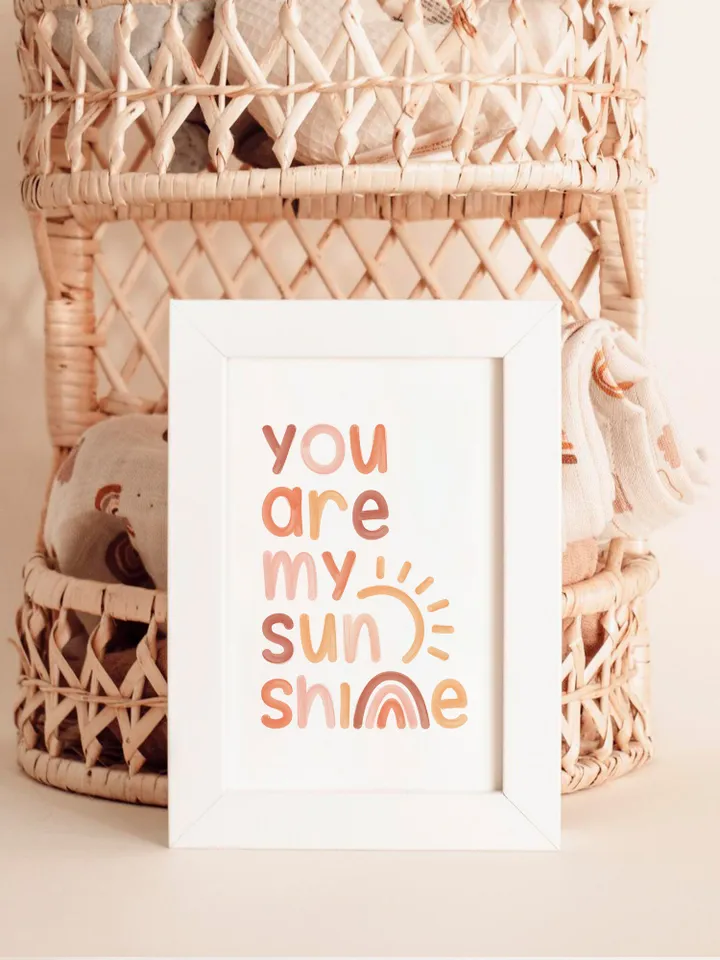 You Are My Sunshine Nursery Wall Decor Baby Girl Sign Wall Art Prints Shelf Decor Boho Rainbow Newborn Digital Gift Instant Download