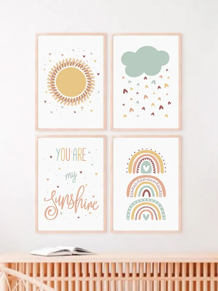 You Are My Sunshine Wall Art Prints Wall Art Boho Nursery Sunshine Sign Song Lyrics Wall Art Modern Wall Art Cute Digital Prints Set Of 3