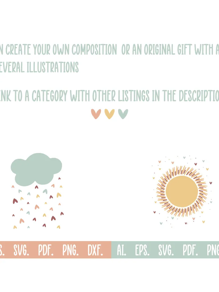 Rainbow Baby Shower Gift Svg Dxf Png Pdf Ai Eps For Shirts Boho Clipart Designs Silhouette Prints Laser Cut File Cricut Dxf For Plasma