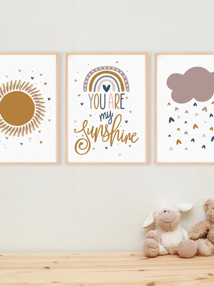 You Are My Sunshine Wall Art Prints Printable Boho Nursery Decor Downloadable Prints Set Of 3 Baby Shower Gift Modern Art Prints Bedroom