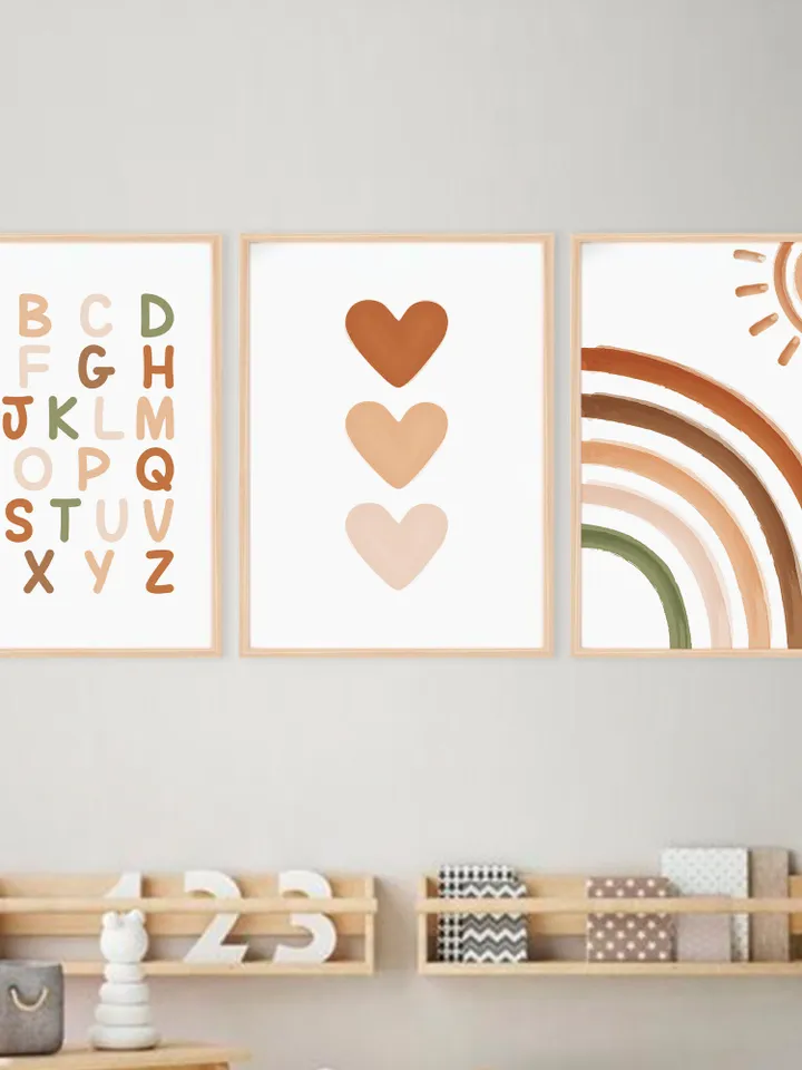 Boho Alphabet Sunburst Rainbow Playroom Wall Decor For Boys And Girls Unique Wall Hanging Sun Abc For Elementary Montessori Digital Prints