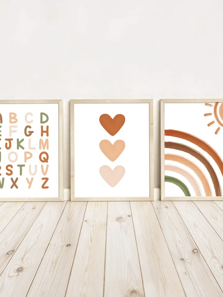 Boho Alphabet Sunburst Rainbow Playroom Wall Decor For Boys And Girls Unique Wall Hanging Sun Abc For Elementary Montessori Digital Prints