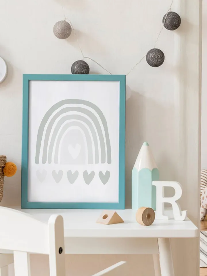 Pastel Blue Nursery Wall Art Rainbow Heart Nursery Wall Art Girl Nursery Wall Art Boy Printable Wall Art Print Digital Download