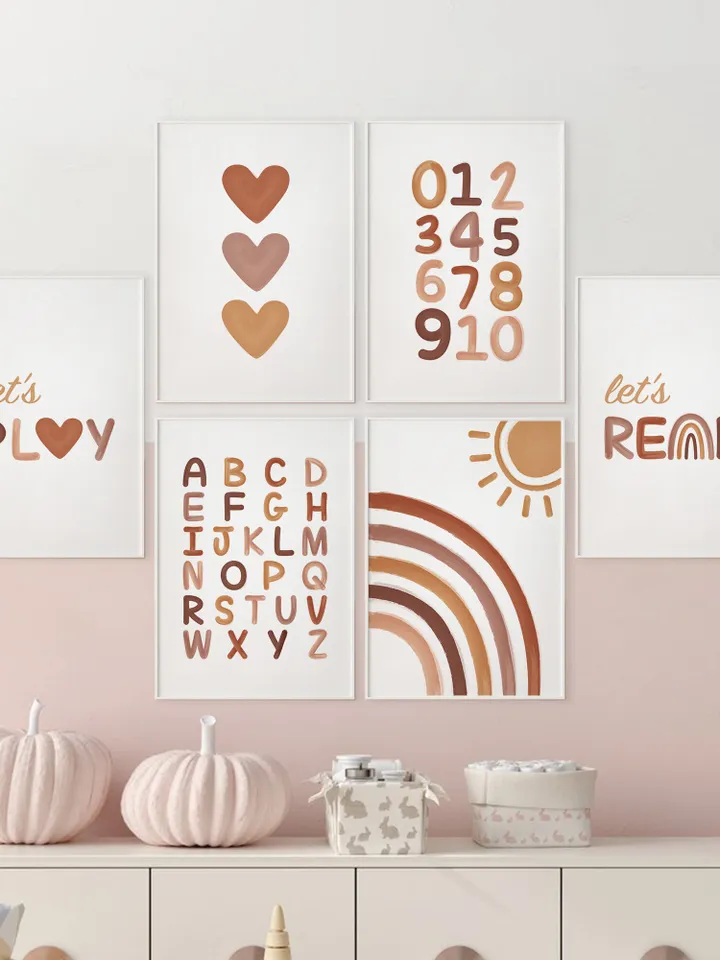 Abc 123 Boho Classroom Decor Rainbow Sun Boho Wall Decor Preschool Classroom Set Of 6 Prints Wall Art Lets Play Lets Read Classroom Sign