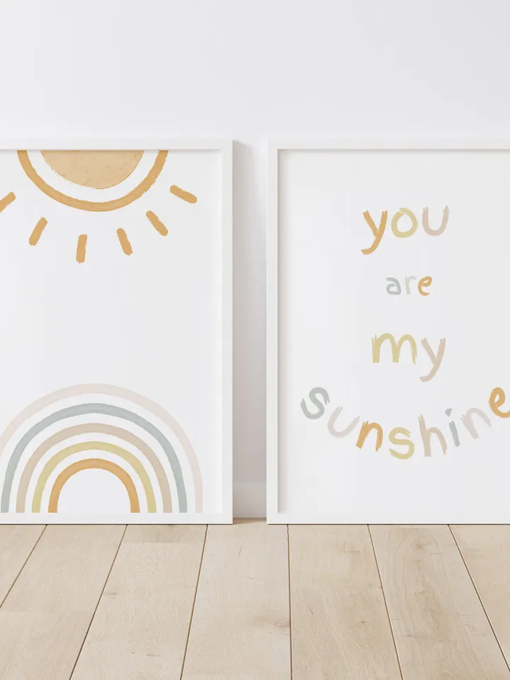 You Are My Sunshine Nursery Wall Decor Playroom Baby Nursery Wall Art Set Of 2 Prints Boho Nursery Prints Printable Wall Art Download Poster