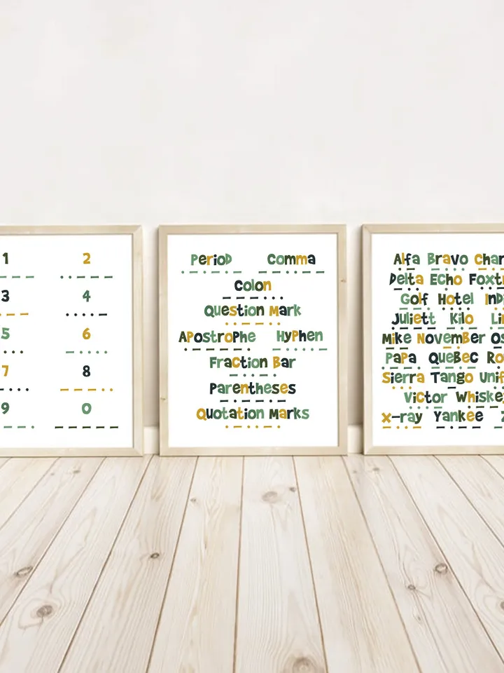 Alphabet Poster, Phonetic Alphabet Chart, Morse Code, Military Nursery Wall Art, Playroom Babyboy, Nato Alphabet, Set Of 3 Digital Download