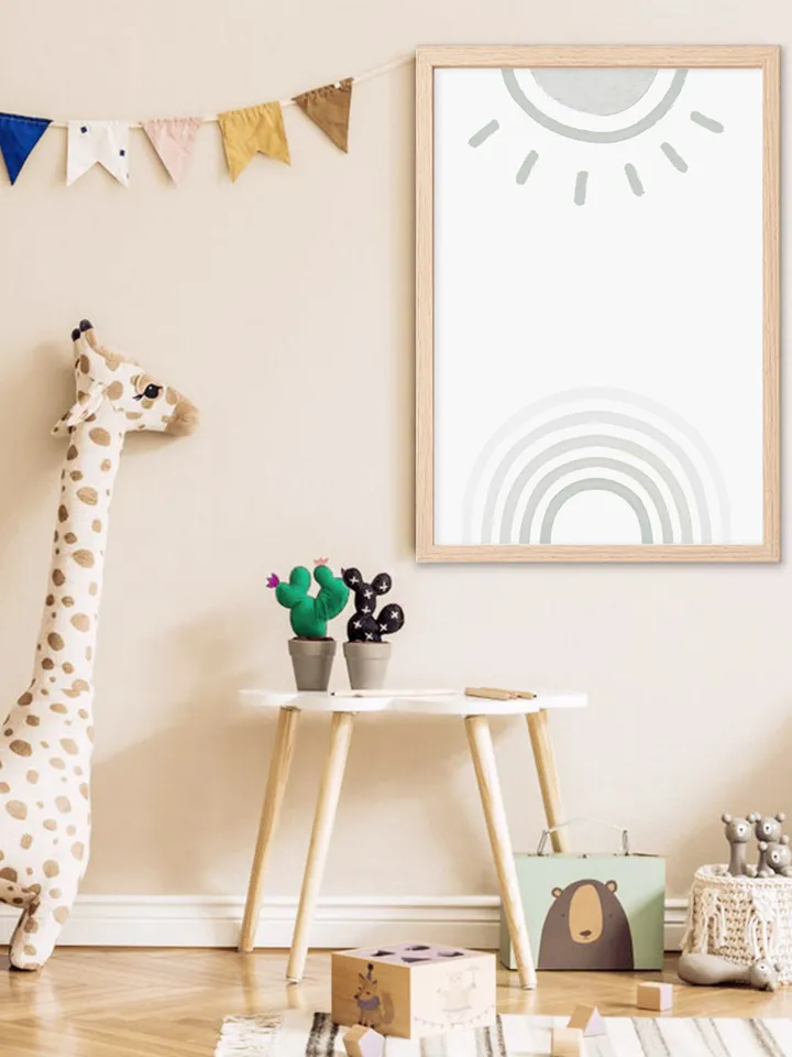 Sun Printable Art Blue Rainbow Nursery Wall Art Printable Boho Poster Print Scandinavian Nursery Art Instant Digital Download