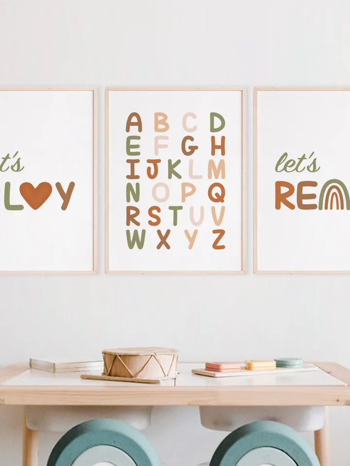 Playroom Wall Decor For Kids Boys And Girls Instant Download Prints Set Of 3 Unique Homeschool Elementary Abc Motivational Boho Wall Hanging