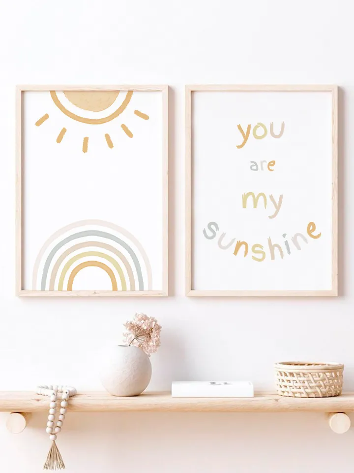 You Are My Sunshine Nursery Wall Decor Playroom Baby Nursery Wall Art Set Of 2 Prints Boho Nursery Prints Printable Wall Art Download Poster