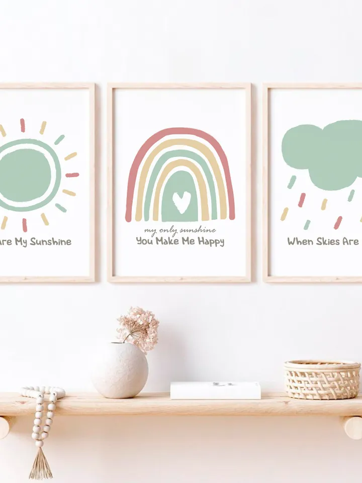 You Are My Sunshine Wall Art Song Lyrics Sunshine Print Baby Wall Art Baby Nursery Bedroom Wall Decor Baby Shower Printable Wall Art Set
