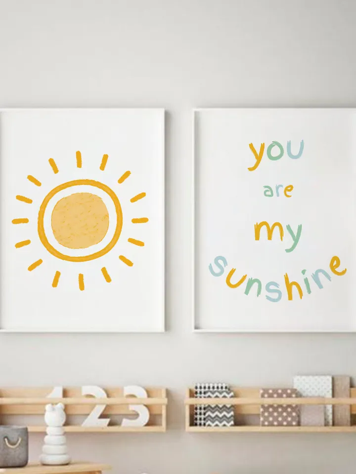 You Are My Sunshine Wall Art Print Set Of 2 Boho Sun Nursery Wall Decor Playroom Printable Digital Cozy Baby Room Decor Baby Shower Gift