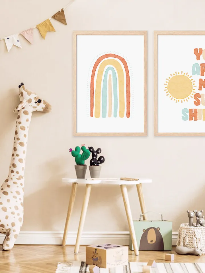 You Are My Sunshine Wall Art Sunshine And Rainbow Nursery Wall Art 2 Print Set Sunshine Nursery Decor Instant Digital Download
