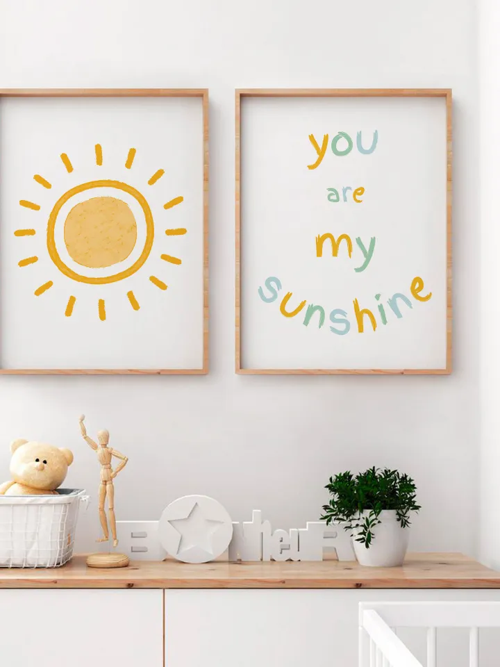 You Are My Sunshine Wall Art Print Set Of 2 Boho Sun Nursery Wall Decor Playroom Printable Digital Cozy Baby Room Decor Baby Shower Gift