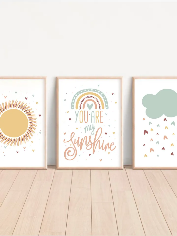 You Are My Sunshine Wall Art Song Lyrics Wall Art You Are My Sunshine Print You Are My Sunshine Gift Wall Art Set Of 3 Digital Download
