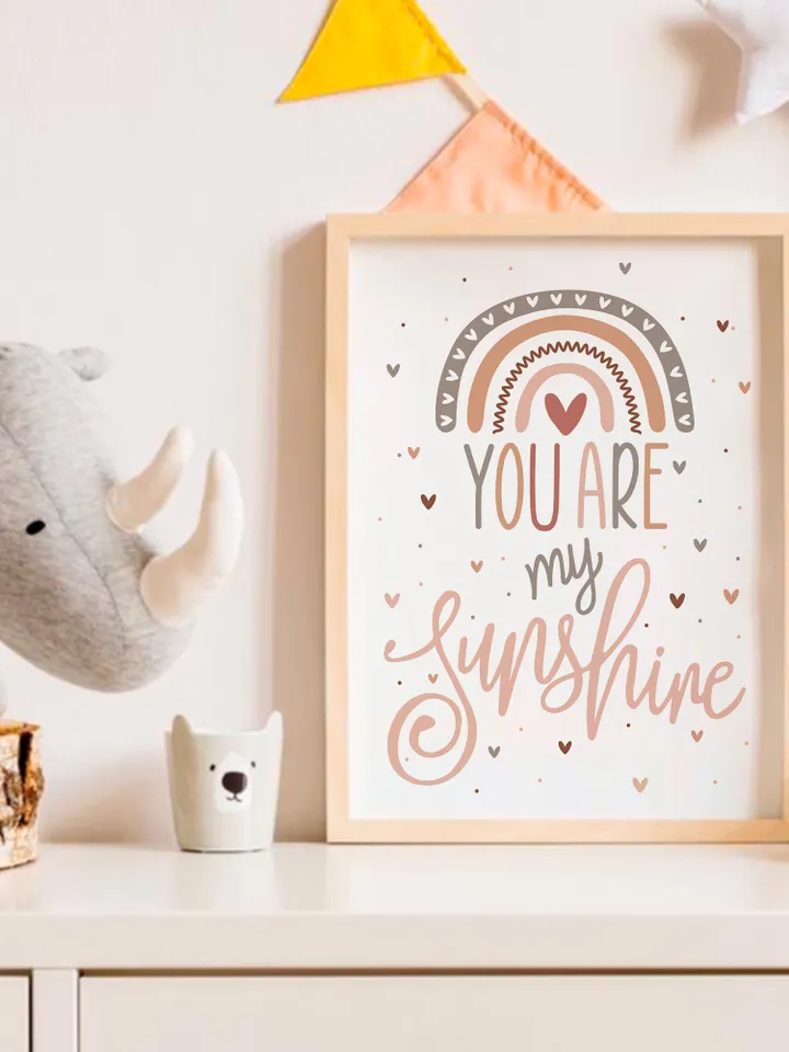 You Are My Sunshine Wall Art Print Boho Girl Nursery Baby Toddler Room Wall Design Playroom Decor Printable Design Instant Digital Download