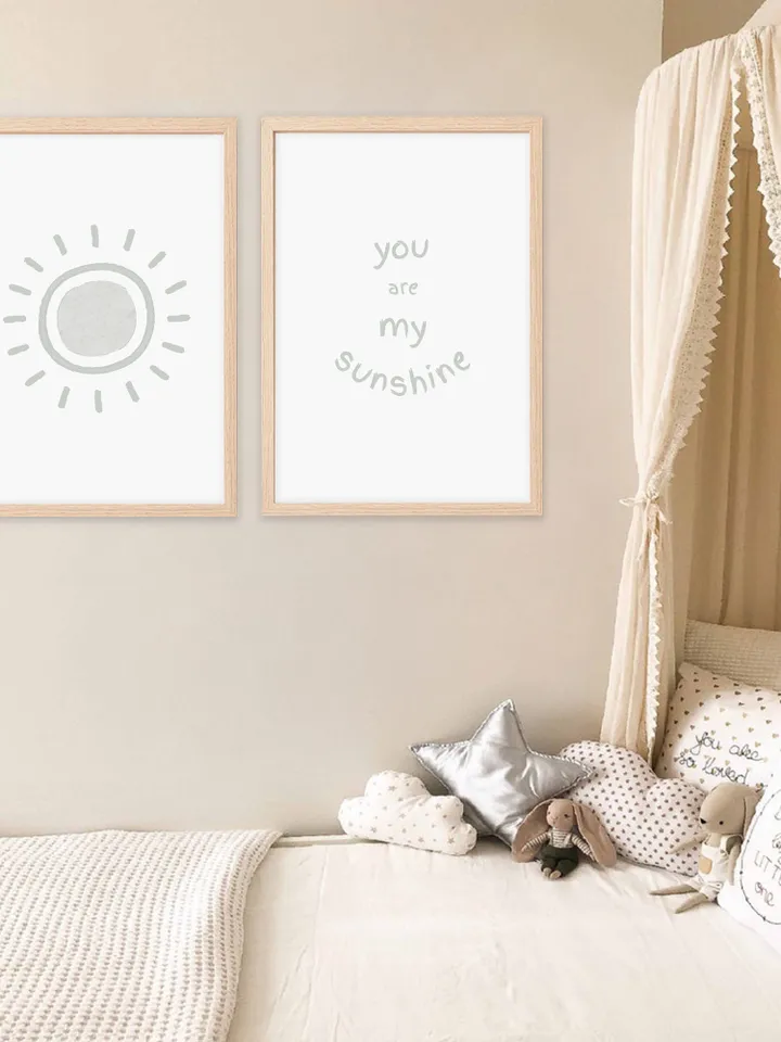 Pastel Blue Wall Art Prints Set Of 2 You Are My Sunshine Wall Art Nursery Printable Wall Art Scandi Nursery Decor Digital Download