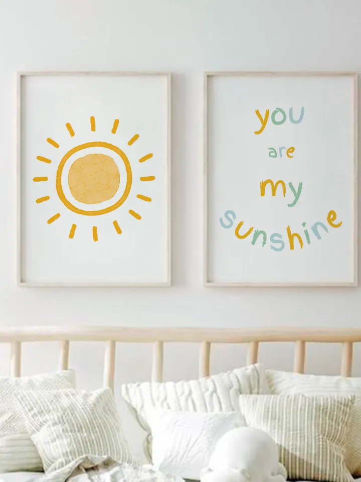 You Are My Sunshine Wall Art Print Set Of 2 Boho Sun Nursery Wall Decor Playroom Printable Digital Cozy Baby Room Decor Baby Shower Gift