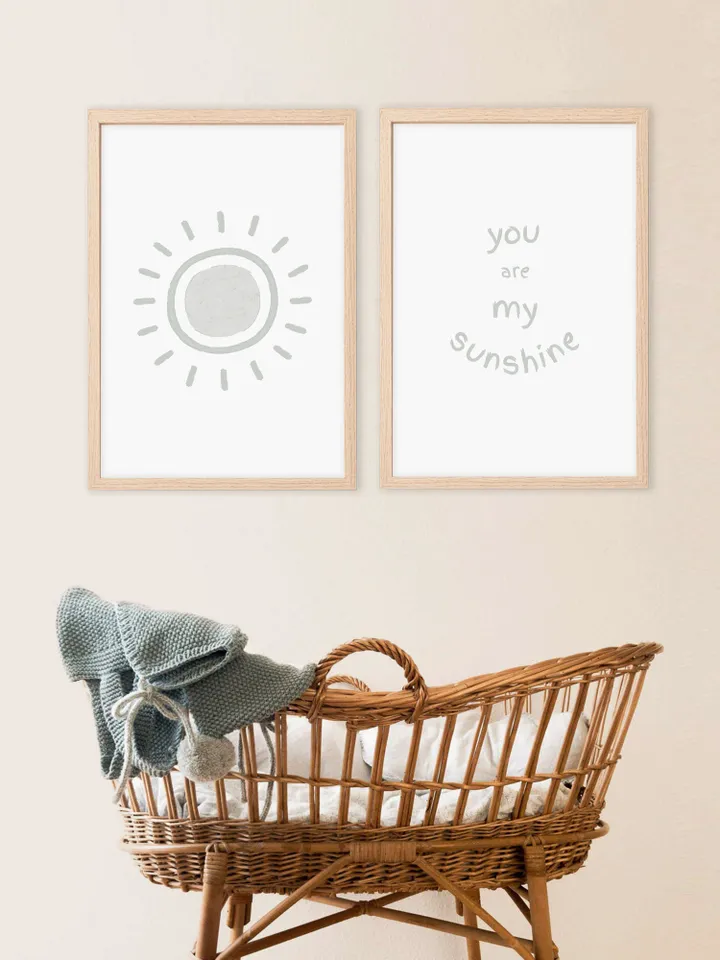 Pastel Blue Wall Art Prints Set Of 2 You Are My Sunshine Wall Art Nursery Printable Wall Art Scandi Nursery Decor Digital Download
