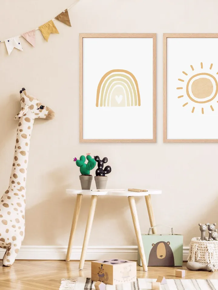 Sun Rainbow Boho Wall Art Printable Art Prints Set Of 2 Nursery Decor For Bedroom Poster Print Scandinavian Decor Digital Download