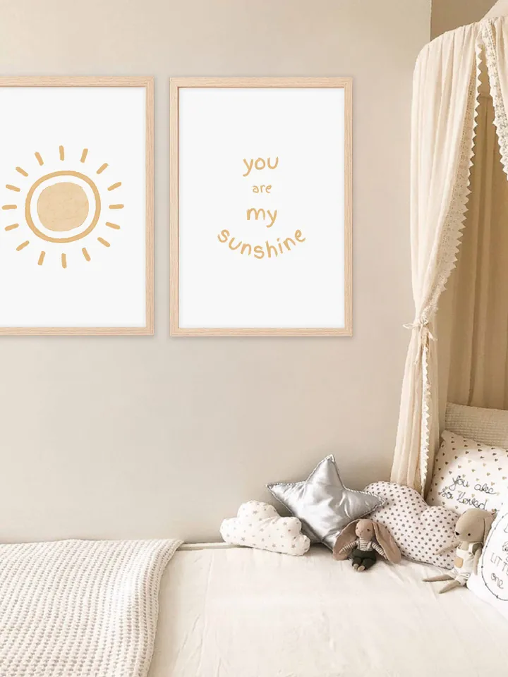Pastel Wall Art Prints Set Of 2 You Are My Sunshine Wall Art Nursery Printable Wall Art Scandi Nursery Decor Digital Download