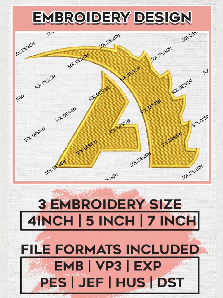 Allegheny Gators NCAA Team Letter Logo Embroidery Design Files, NCAA Allegheny Gators Machine Embroidery, NCAA Teams, 3 sizes, NCAA Machine embroidery designs, Digital Download