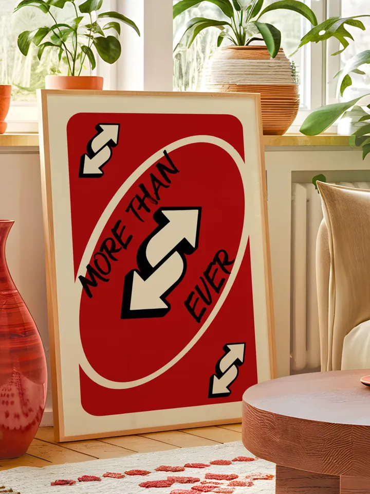 More Than Ever play Reverse Card Wall Art Funny Meme Poster Digital Download Red Black Typography Pop Culture Print Game Room Meme Decor