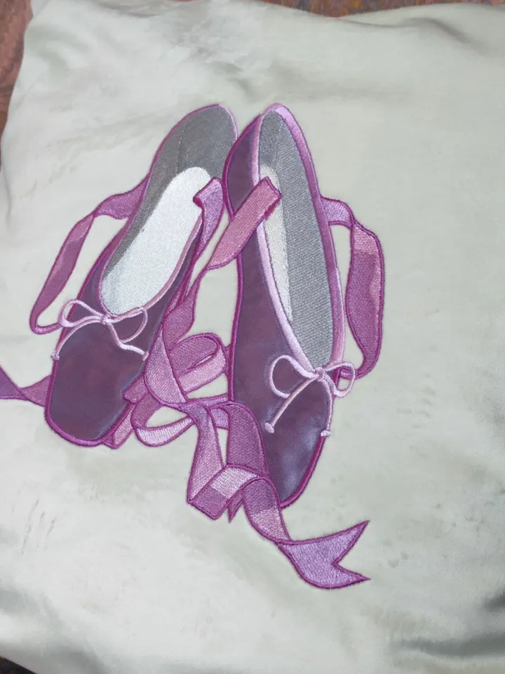 Ballet Shoes with Applique machine embroidery design