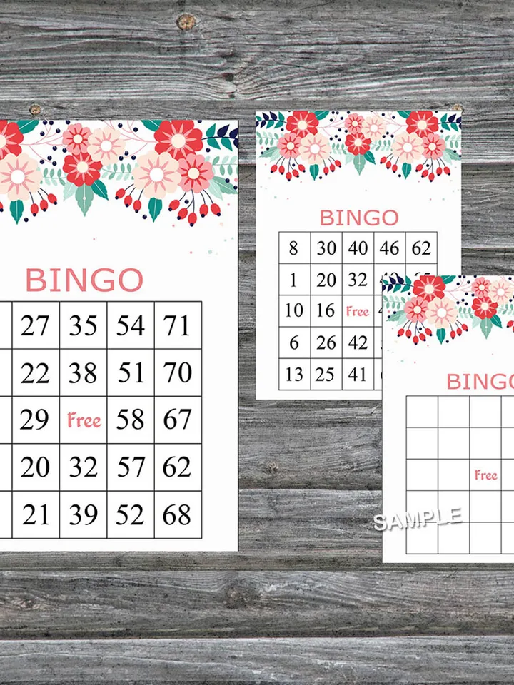Flowers bingo game card,Floral bingo game card,Floral Printable Bingo,Flower themed bingo game,INSTANT DOWNLOAD-92