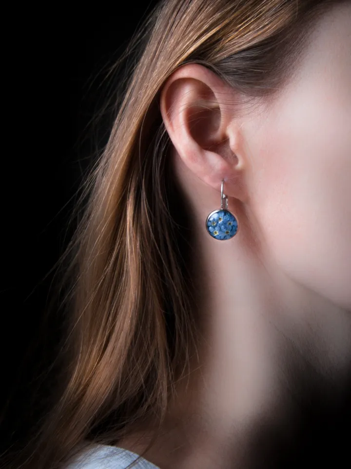 Forget-me-not earrings with real flowers