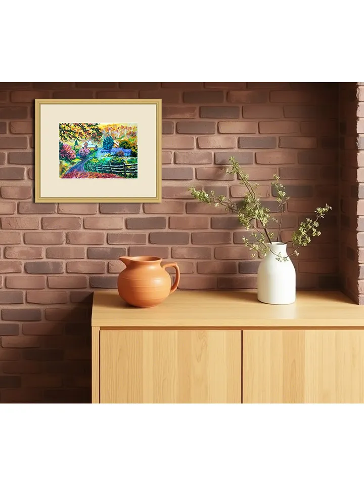 Vermont Painting Watercolor Original Art Landscape Artwork New England Painting 8 by 11 Above Bed Art by TatianaArtShop