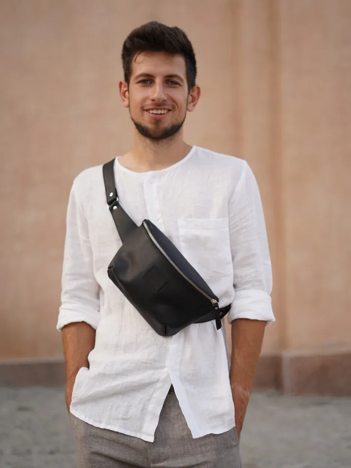 Leather Fanny pack, Hip bag, Bum bag, Gift for him
