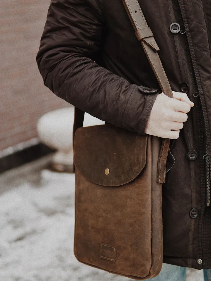 Brown Man’s Bag Urban grunge bag Dark Brown Leather Bag for Man Gift for Him Men’s gift Leather Gifts