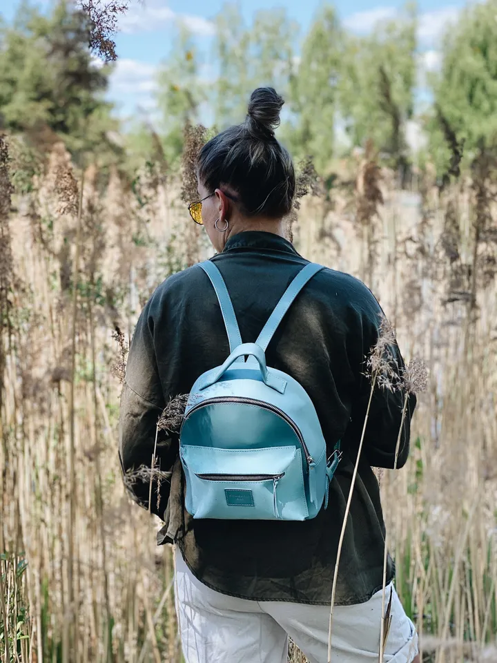 Dark Pink Campus Leather Backpack Simple backpack Small Women’s Backpack Crimson backpack Mini backpack Minimalist backpack Gift for Her