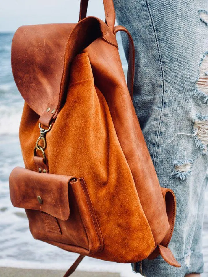 Leather backpack, leather rucksack damen, laptop backpack women