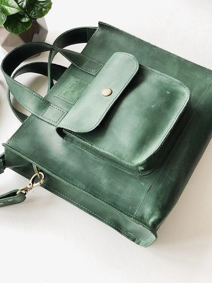 Green Shoulder bag, Leather bag, handbag, Crossbody bag, Slytherin Tote bag, Ita bag, weekender bag, messenger bag, Toiletry bag women
