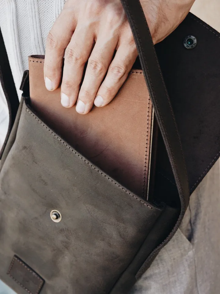 Brown Man’s Bag Urban grunge bag Dark Brown Leather Bag for Man Gift for Him Men’s gift Leather Gifts
