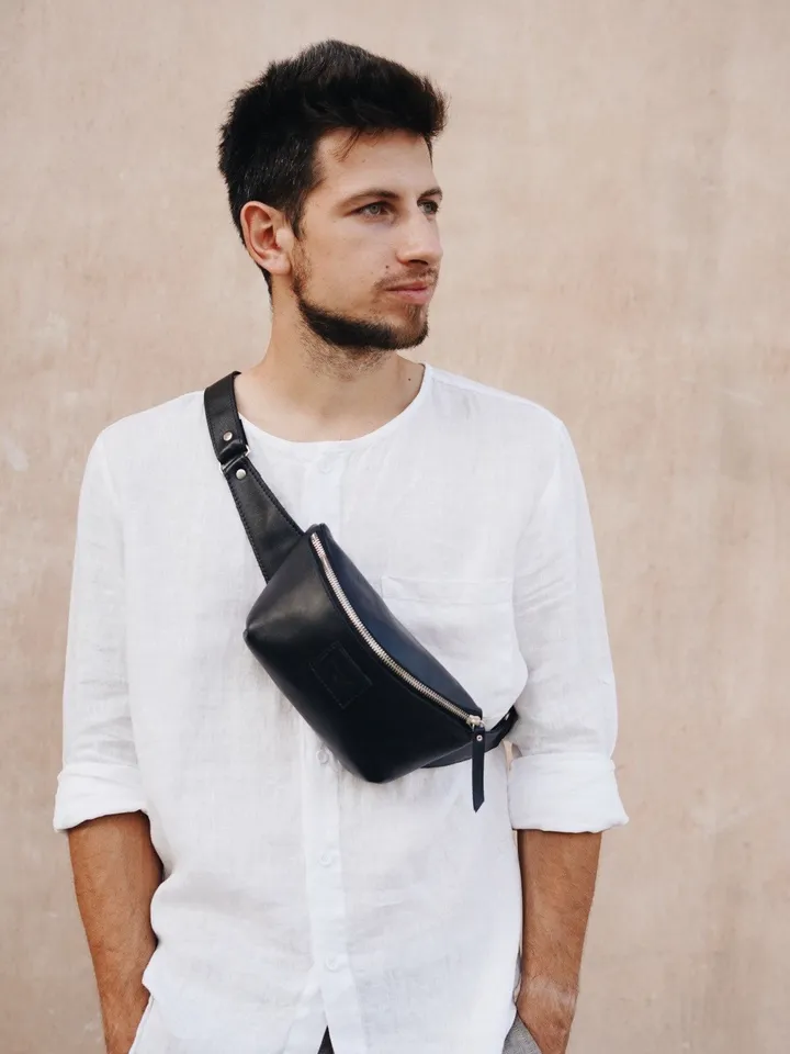 Leather Fanny pack, Hip bag, Bum bag, Gift for him