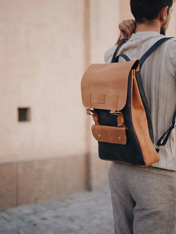 Waxed Leather Backpack Large size Backpack Rucksack Laptop Backpack Travel Backpack Unisex School Backpacking Gift for Him Gift for Men’s