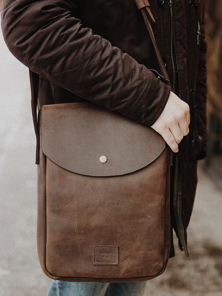 Brown Man’s Bag Urban grunge bag Dark Brown Leather Bag for Man Gift for Him Men’s gift Leather Gifts