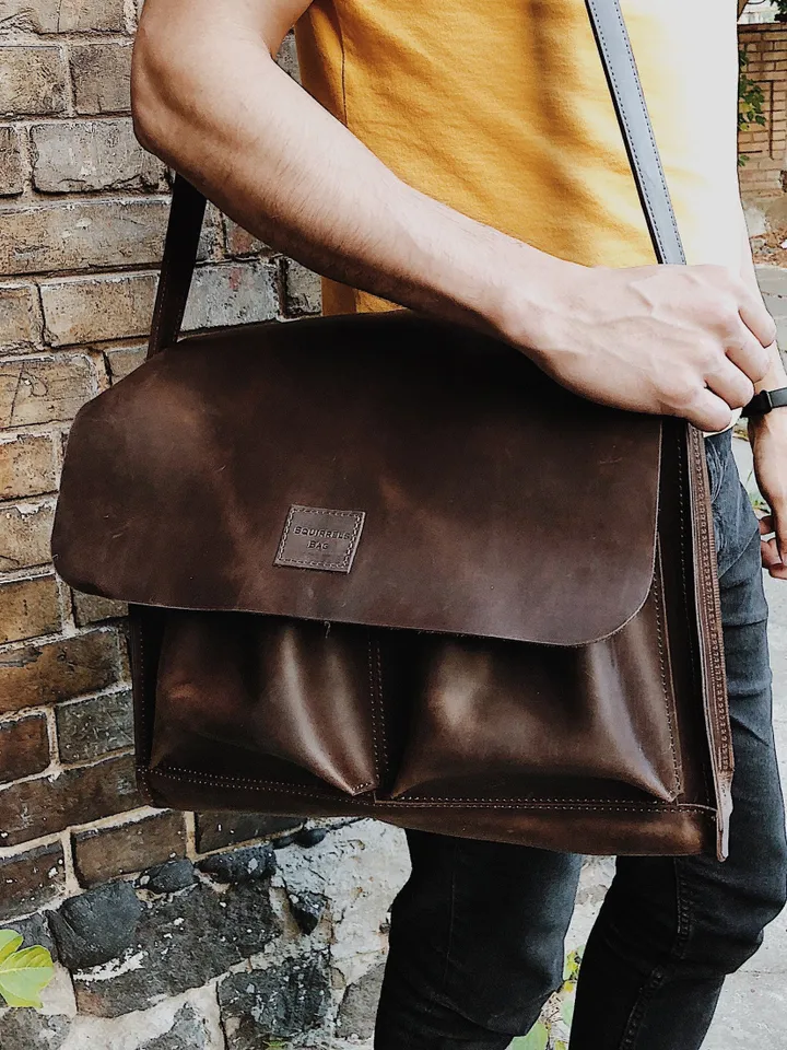 Brown Leather Bag for men, Leather Laptop bag, Leather messenger bag men, Computer bag, Leather briefcase, 60th birthday gift for men