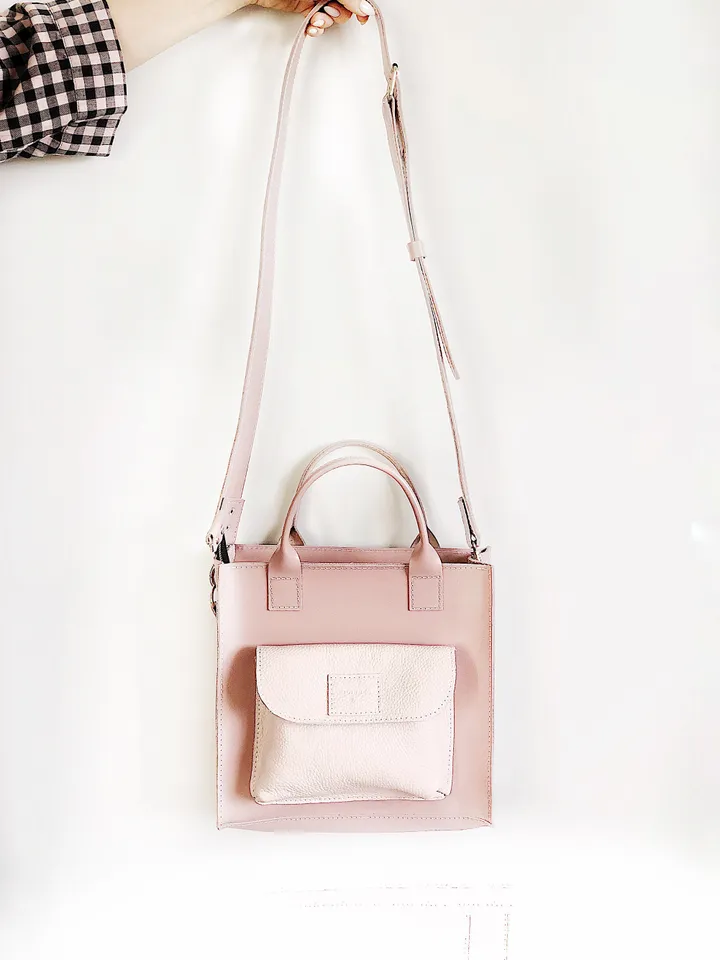 Tote bag leather, dusty pink woman bag, pink shoulder bag, overnight bag, genuine leather bag, womens pink bag, leather tote, large tote