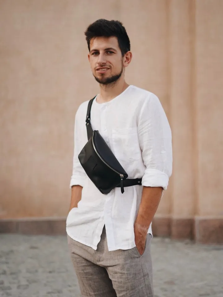 Leather Fanny pack, Hip bag, Bum bag, Gift for him