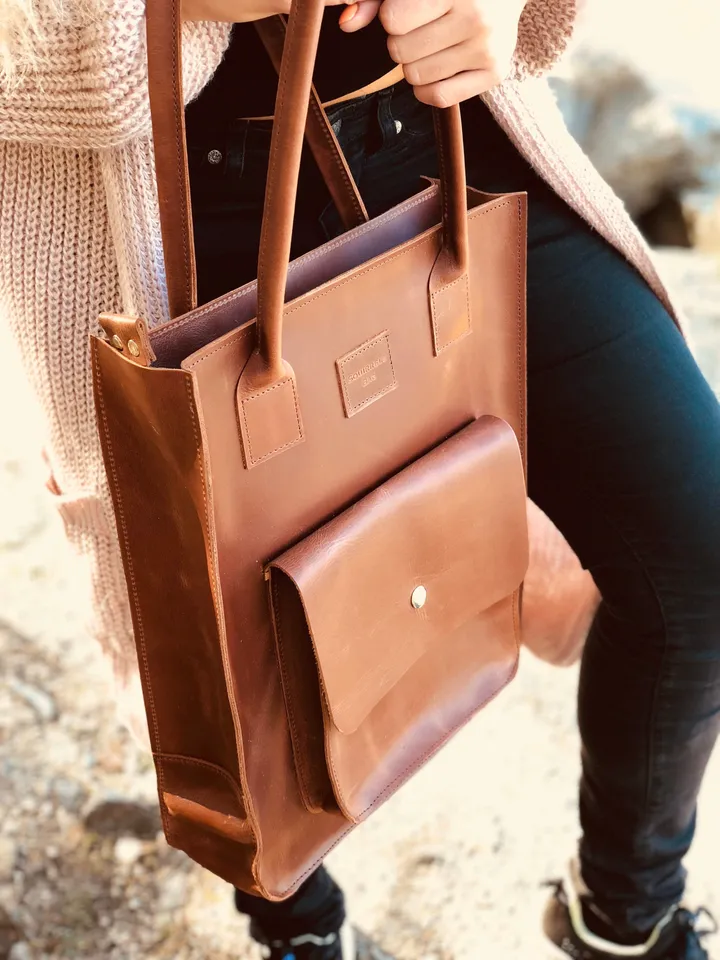 Laptop Bag Women, Leather Tote bag personnalisable Tote bag vierge, Moroccan leather Bag of holding, Messenger bag