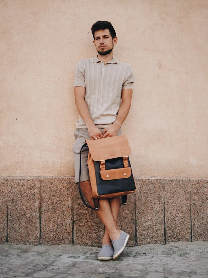 Waxed Leather Backpack Large size Backpack Rucksack Laptop Backpack Travel Backpack Unisex School Backpacking Gift for Him Gift for Men’s