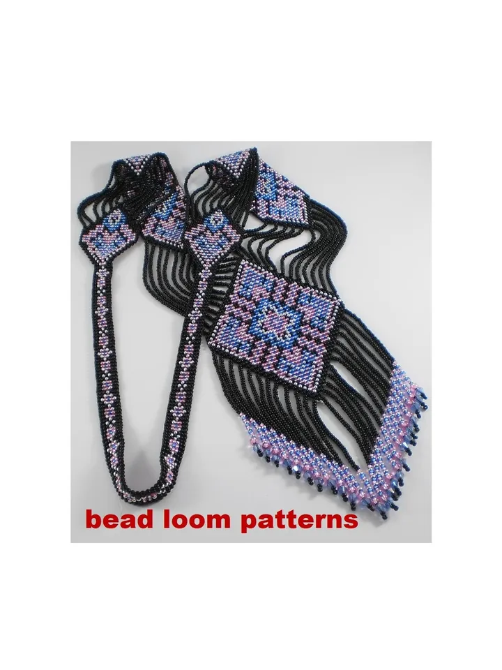 Bead loom patterns, Gerdan-Split-Loom Necklace, Beaded Sautoirs, Beading Loom only Pattern, Instant Download, PDF