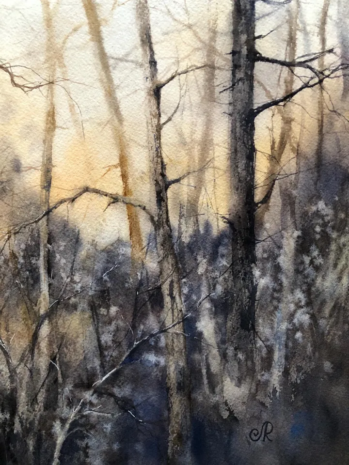 Forest Original Painting Sunset Watercolor Painting Landscape