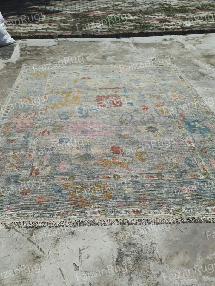 10X14 Gray Oushak rug muted multi size 8x10/9x12/10x14 Hand-knotted Vintage Oushak Wool Area Rug for Living Room, Dining room. oushak rug