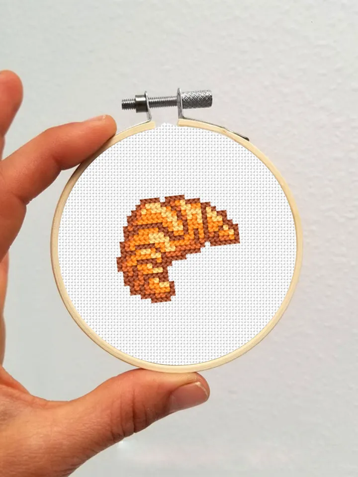 Croissant small cross stitch pattern PDF Easy mini cross stitch chart, Minimalistic food cross stitch Instant download PDF, Home decor #F11