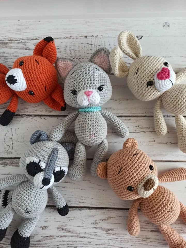 Hand woven bunny,stuffed toys animals, Christmas gift for kids, first toy,